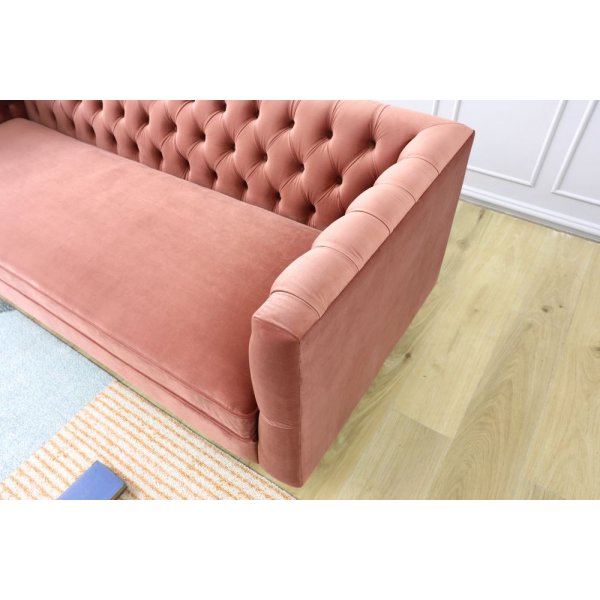 Toto 3-seters sofa - Rosa / Messing