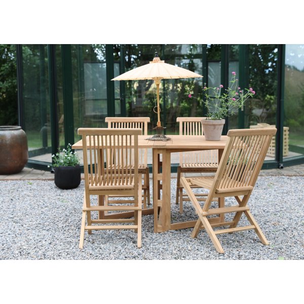 Salt� spisegruppe for uteplassen klaffbord med 4 stk. spisestoler - Teak