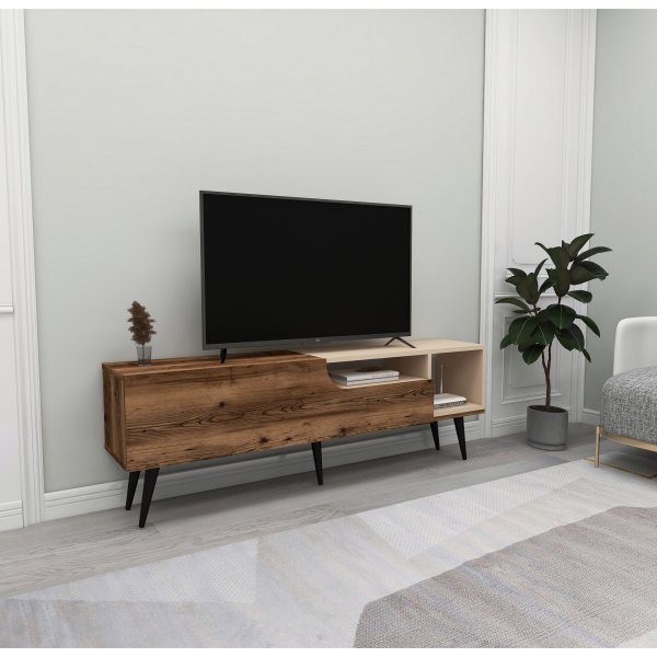 Akolut mediabenk - Lys valn�tt/beige