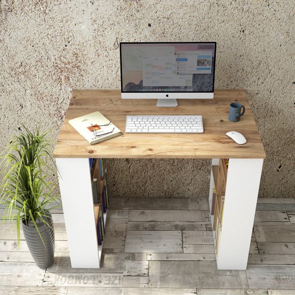 Britt skrivebord 90x60 cm - Furu/hvit