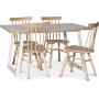 Edge spisegruppe; Spisebord i hvit HPL 140x90 cm med 4 Orust stokkstoler i hvitvask