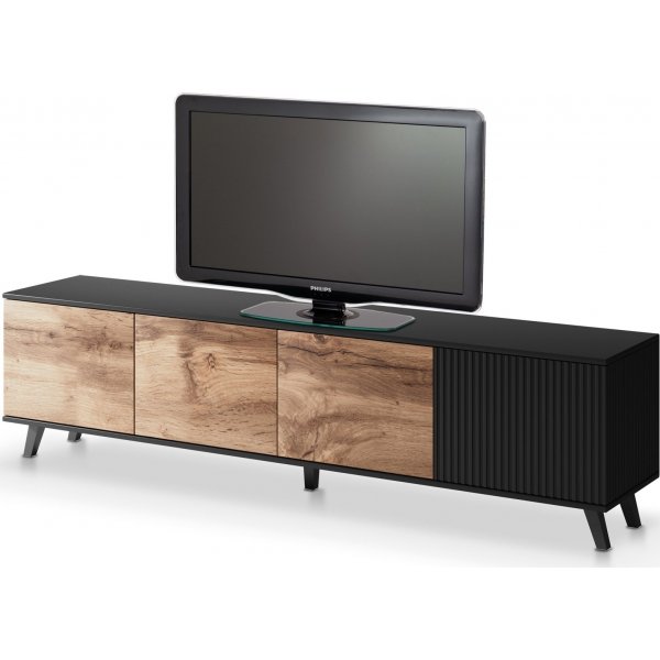 Fate media benk 200 cm - Wotan eik/sort