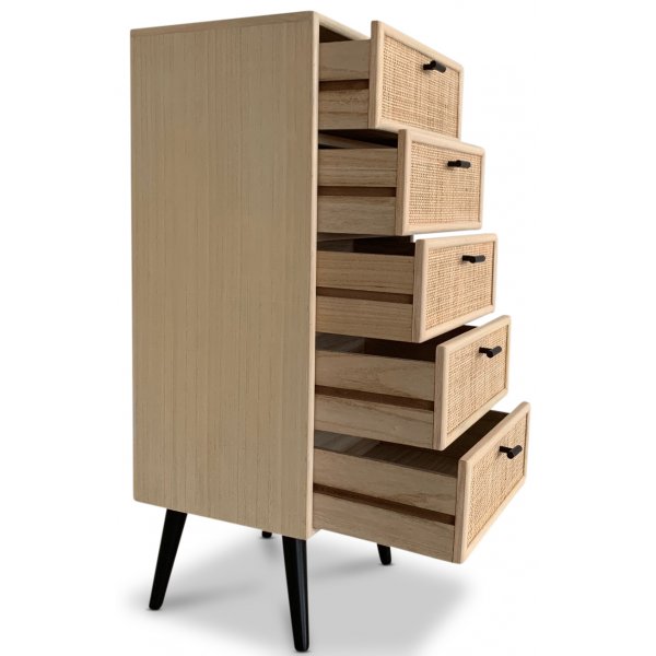 React kommode med 5 skuffer - Rotting / Svart + Mbelrengjring