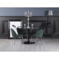 Plaza spisegruppe, marmorbord med 4 st Plaza fløyelstoler - Grønn/Grå/Svart Plaza spisegruppe, marmorbord med 4 st Plaza fløyelstoler - Grønn/Grå/Svart