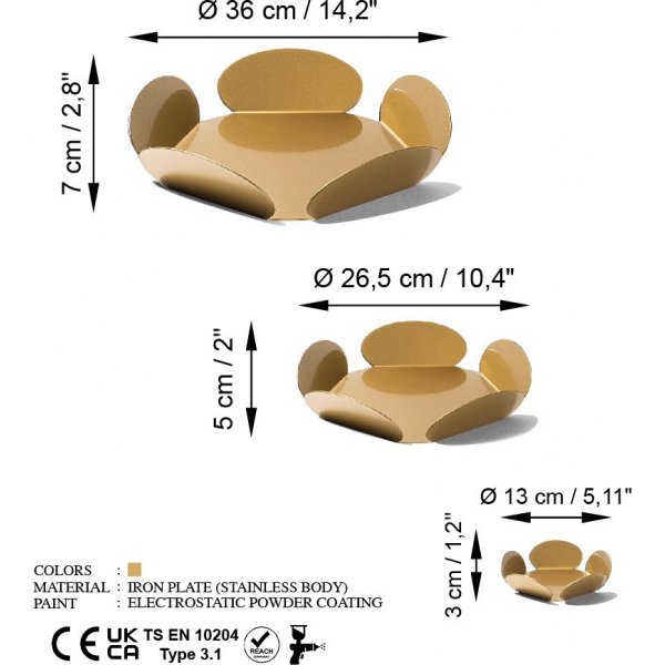 Rhodos dekorativt fat - Gull