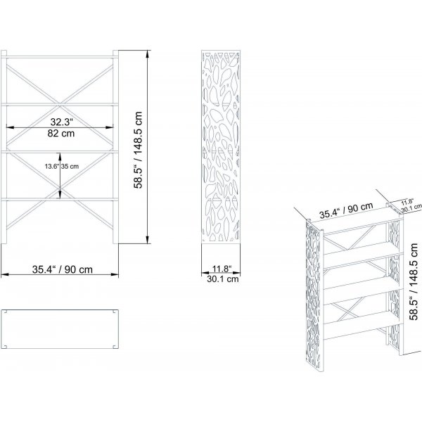 Tongfu bokhylle - Gull/hvit Tongfu bokhylle - Gull/hvit