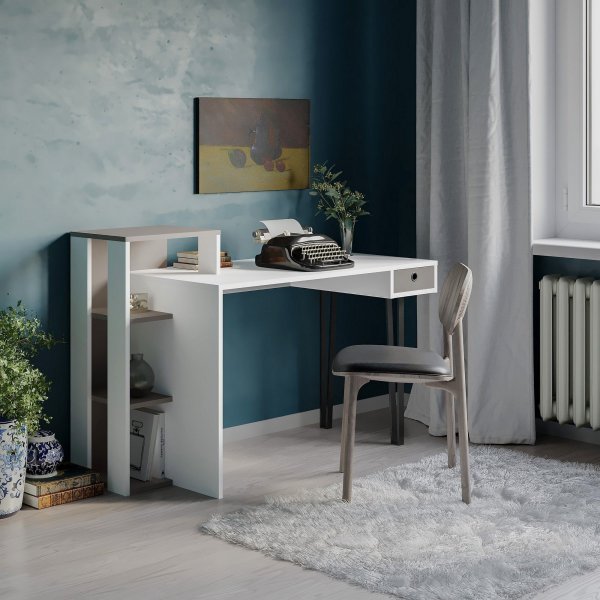 Loyd skrivebord - Hvit/lys mokka
