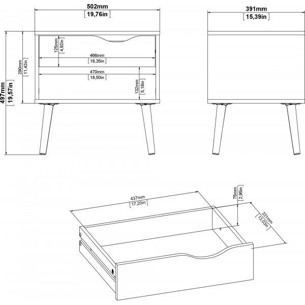Oslo nattbord - Hvit/eik