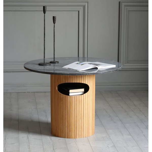Arto rundt salongbord hyde 60 cm - Eik / gr marmor