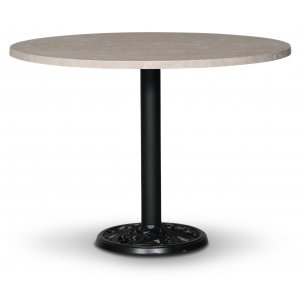 Flair rundt spisebord Ø105 cm - Black Mystery E84 fot / Travertinstein Flair rundt spisebord Ø105 cm - Black Mystery E84 fot / Travertinstein