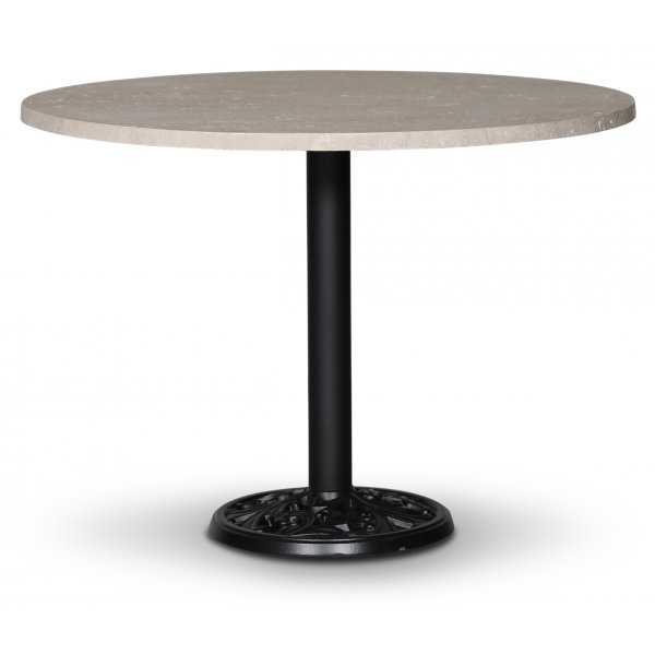 Flair rundt spisebord 105 cm - Black Mystery E84 fot / Travertinstein
