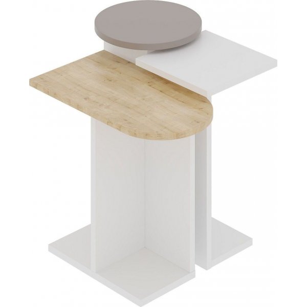 Mund settbord - Hvit/eik/lys mokka