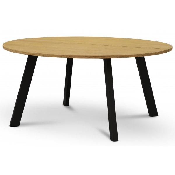 Rundt Freddy spisebord, 155 cm - Oljet eikefin�r/svart metall