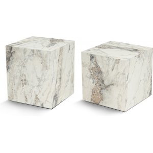 Cubo sidebord sett - Hvit marmor