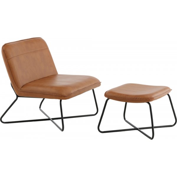 Laxa lenestol med fotskammel - Brun/svart + Møbelrengjøring Laxa lenestol med fotskammel - Brun/svart + Møbelrengjøring