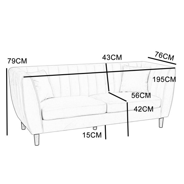 Sofa Arvika - Beige fløyel | 195 cm Sofa Arvika - Beige fløyel | 195 cm