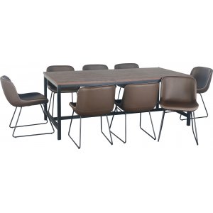 Texas spisegruppe med Texas spisebord mørk brun 200 cm og 8 Texas spisestoler Brun PU Texas spisegruppe med Texas spisebord mørk brun 200 cm og 8 Texas spisestoler Brun PU