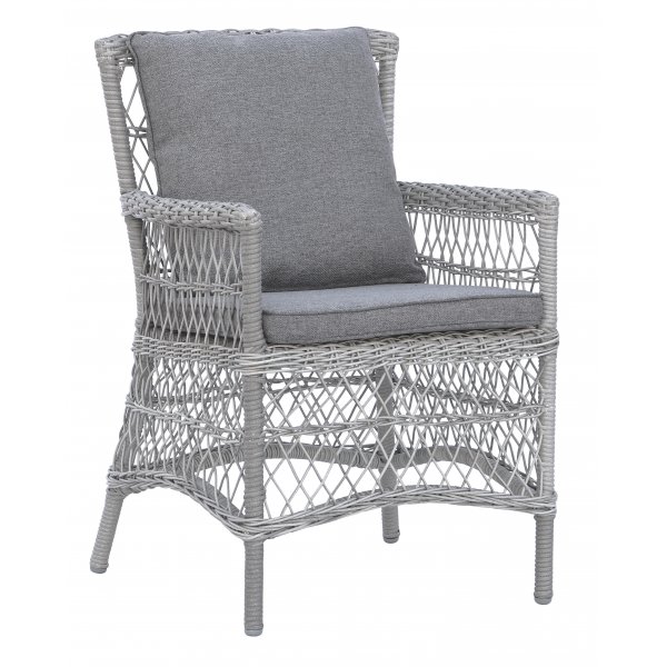 Utendørsgruppe; 4 stoler og spisebord Ø110 cm grå/rotting - Jacksonville/Provence Utendørsgruppe; 4 stoler og spisebord Ø110 cm grå/rotting - Jacksonville/Provence