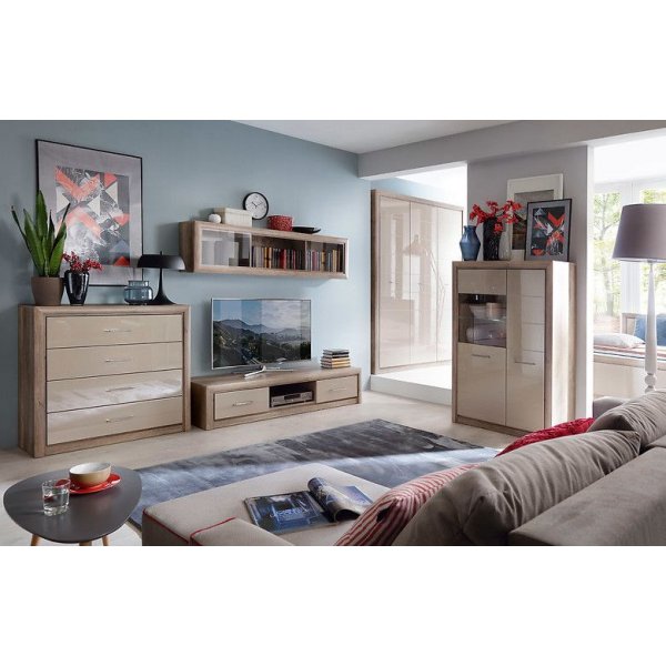 Pontus garderobe - Eik/beige