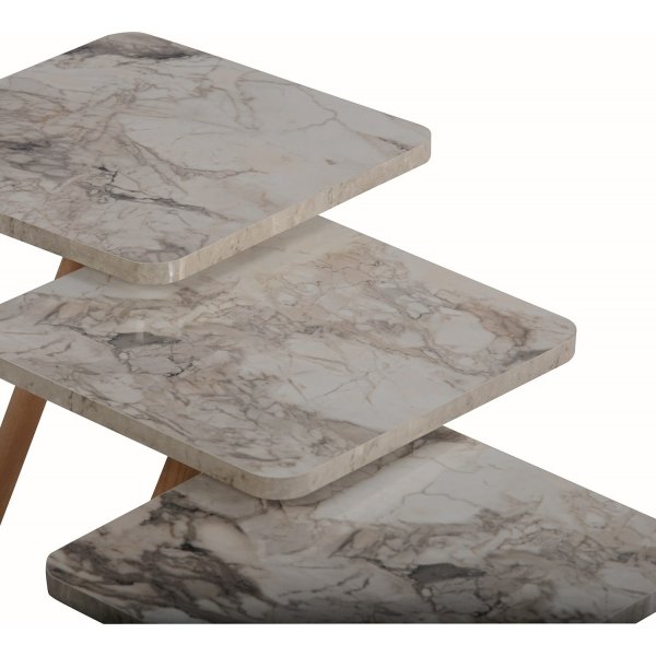 Trippelsett bord 34 x 34 cm - Gråmarmorert Trippelsett bord 34 x 34 cm - Gråmarmorert