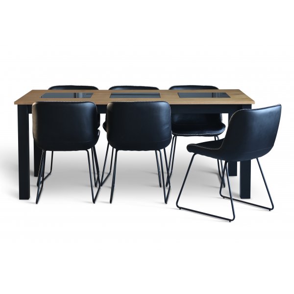 Texas stol i sort PU med lette kontrasts�m