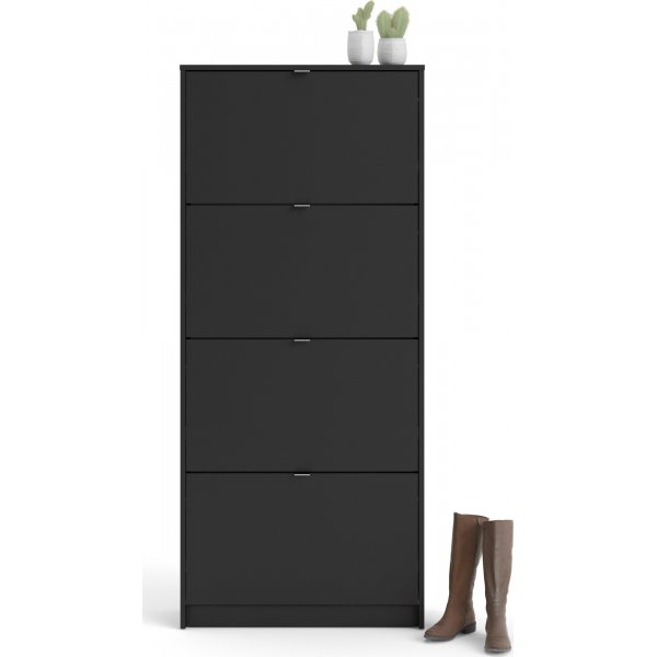 Sko dypt skoskap med 4 rom - Sort