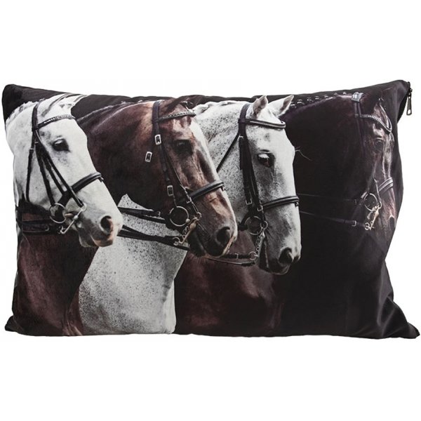 Knight putetrekk med frynser 60x40 cm - Hvit/Svart