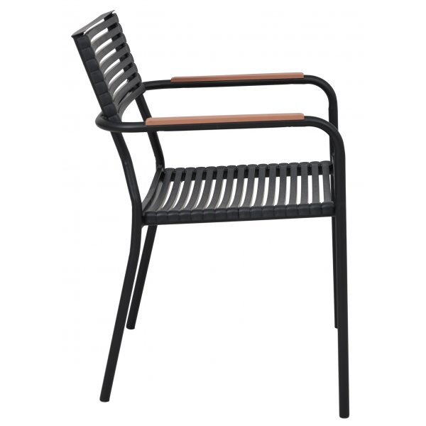 Utestol svart stabelbar