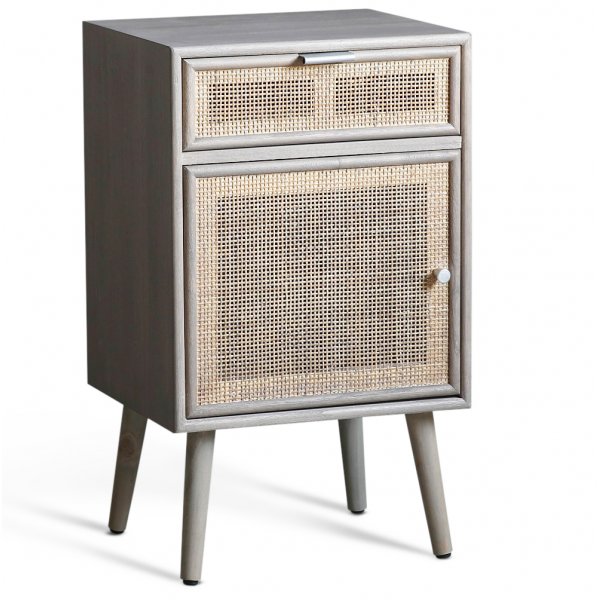 Stockholm grtt nattbord med rotting + Tekstilrens for mbler