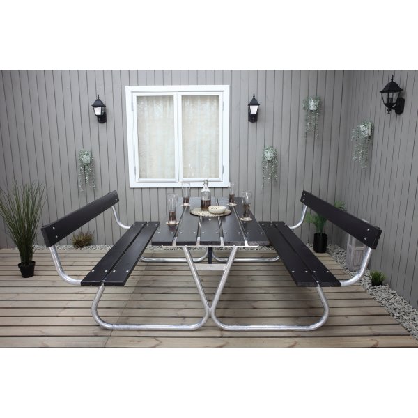 Stabilt benksett med ryggstøtte - Sort Stabilt benksett med ryggstøtte - Sort