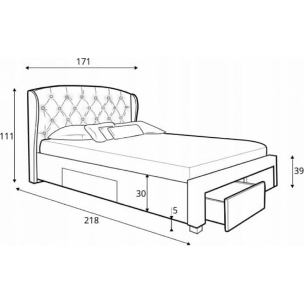 Binta sengeramme - Grå/valnøtt Binta sengeramme - Grå/valnøtt