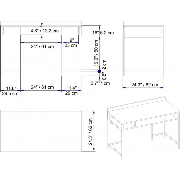 Alma skrivebord 120 x 60 cm - Gull/antrasitt Alma skrivebord 120 x 60 cm - Gull/antrasitt
