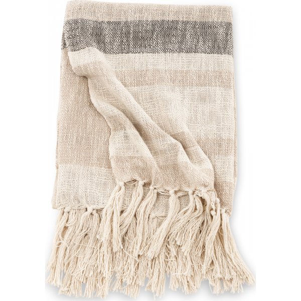 Bondi pledd, 130x170 cm - Beige/mrkegrnn/hvit