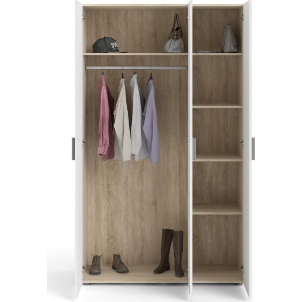 Pepe garderobeskap med 3 dører - Eik/hvit Pepe garderobeskap med 3 dører - Eik/hvit