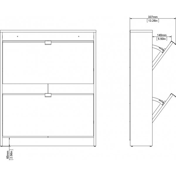 Sko skoskap med 2 rom - Eik/hvit Sko skoskap med 2 rom - Eik/hvit