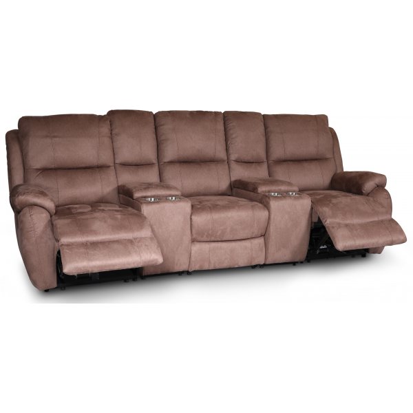 Enjoy Hollywood Biosofa - 3-seter recliner (el) i brunt mikrofiber Enjoy Hollywood Biosofa - 3-seter recliner (el) i brunt mikrofiber