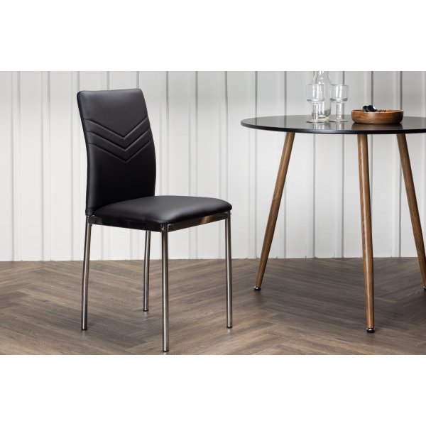 Lily spisestuestol - Sort PU/krom Lily spisestuestol - Sort PU/krom