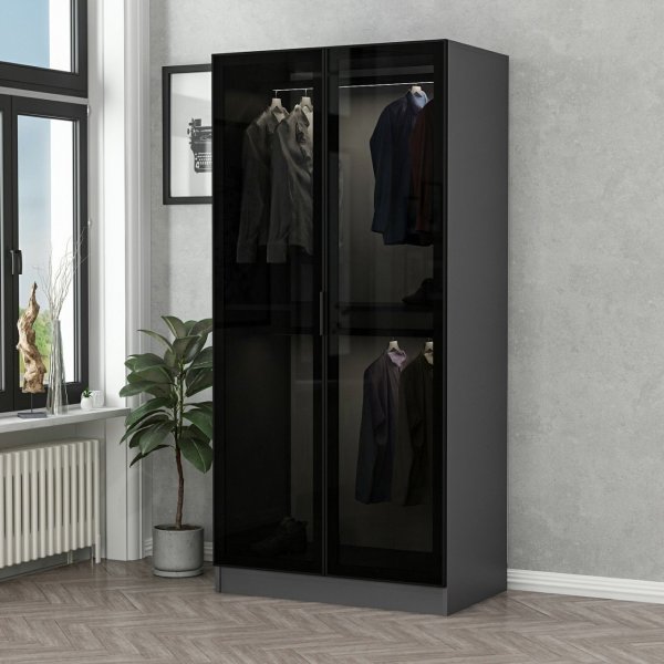 Cavolo garderobeskap 90 cm - Antrasitt/damp Cavolo garderobeskap 90 cm - Antrasitt/damp
