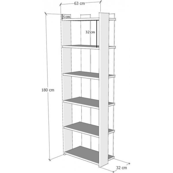 Sakran bokhylle - Antrasitt/gul Sakran bokhylle - Antrasitt/gul