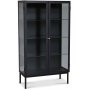Cliff vitrineskap i metall (highboard) - Svart / Klarglass