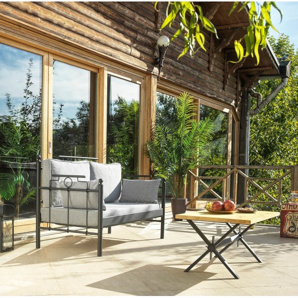 Hampus 2-seters utesofa - Svart/røyk + Tekstilrens for møbler Hampus 2-seters utesofa - Svart/røyk + Tekstilrens for møbler