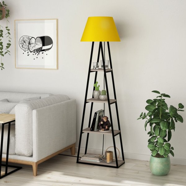 Pal gulvlampe - Lys mokka/gul