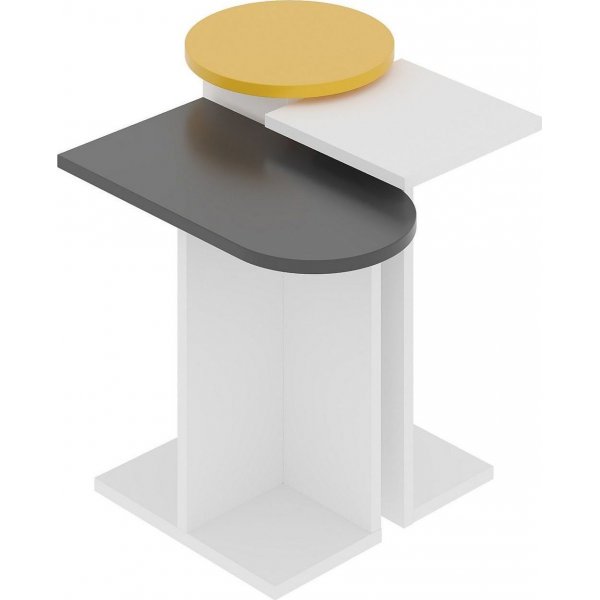 Mund settbord - Hvit/antrasitt/gul Mund settbord - Hvit/antrasitt/gul