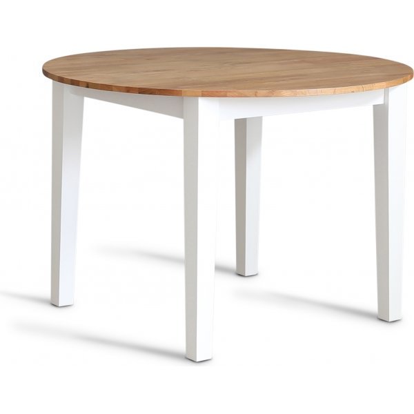 Spisegruppe: Lck spisebord, rundt - hvit / oljet eik + 4 Selma stoler - hvit / oljet eik + 3.00 x Mbelftter