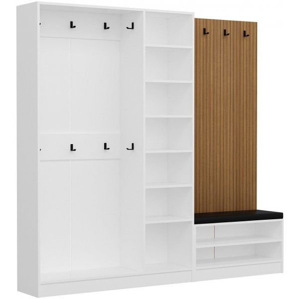 Armadio hallmbler 225 x 35 x 210 cm - Hvit/beige